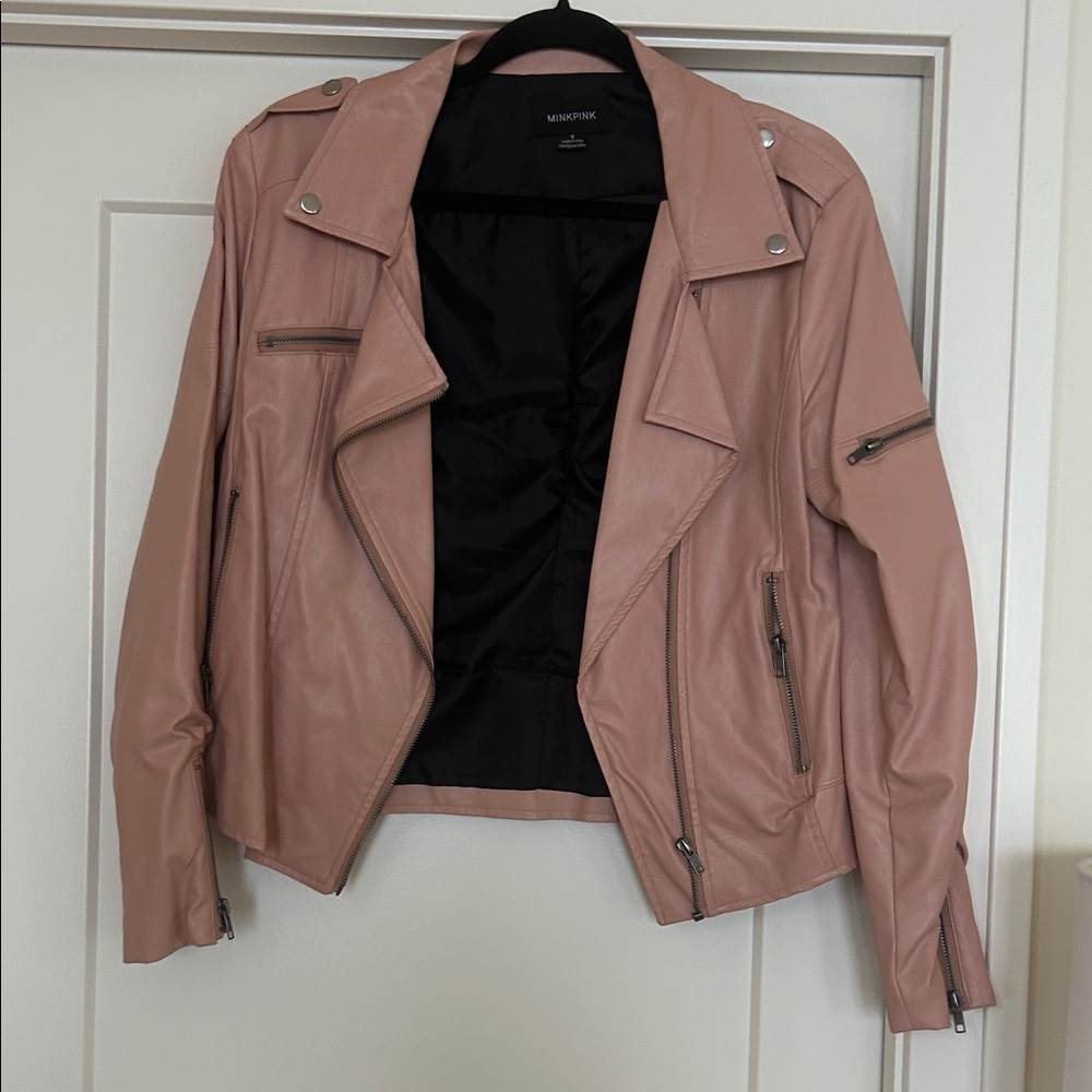 MinkPink Blush Leather Biker Jacket